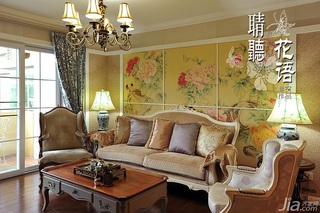 欧式风格三居室时尚富裕型客厅沙发背景墙沙发图片