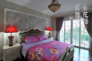 欧式风格三居室富裕型卧室卧室背景墙床图片