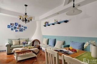地中海风格小户型5-10万客厅沙发背景墙沙发效果图