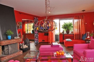 二居室红色富裕型客厅沙发图片