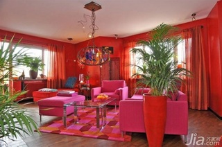 二居室红色富裕型客厅沙发效果图