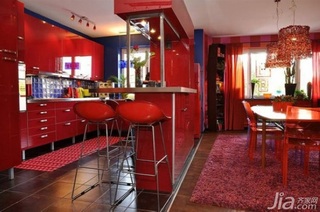 二居室红色富裕型厨房橱柜安装图