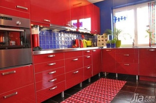 二居室红色富裕型厨房改造
