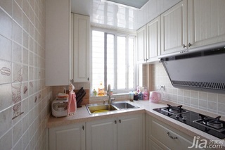 简约风格复式白色富裕型厨房婚房家装图片