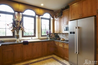 欧式风格别墅古典原木色豪华型140平米以上厨房橱柜订做