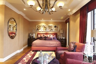 欧式风格别墅古典紫色豪华型140平米以上卧室卧室背景墙床效果图