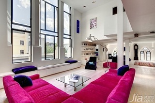 loft风格公寓紫色140平米以上客厅设计