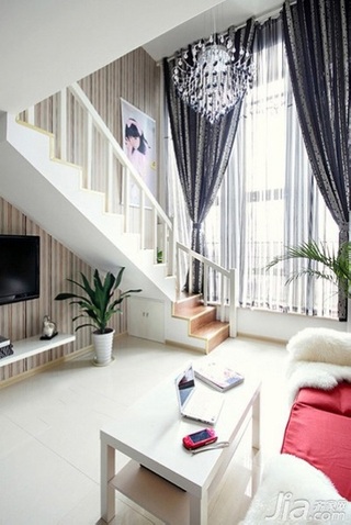 混搭风格复式富裕型客厅窗帘图片