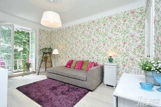 田园风格一居室5-10万40平米客厅沙发图片