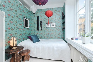 田园风格一居室5-10万40平米卧室床图片
