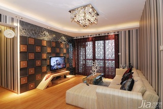 简欧风格二居室时尚暖色调15-20万客厅沙发背景墙沙发图片
