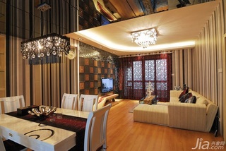 简欧风格二居室时尚暖色调15-20万客厅沙发背景墙沙发图片