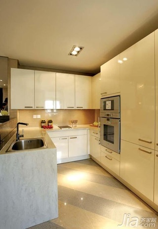 简欧风格四房简洁白色富裕型厨房橱柜设计图纸