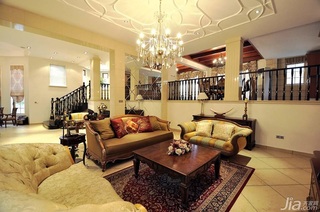 欧式风格别墅大气白色豪华型140平米以上客厅电视背景墙沙发效果图