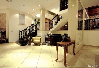 欧式风格别墅大气原木色豪华型140平米以上客厅楼梯灯具图片