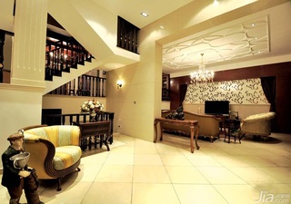 欧式风格别墅大气白色豪华型140平米以上客厅电视背景墙沙发效果图