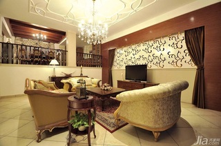 欧式风格别墅大气白色豪华型140平米以上客厅电视背景墙沙发图片