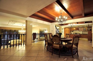 欧式风格别墅大气原木色豪华型140平米以上餐厅吊顶餐桌效果图