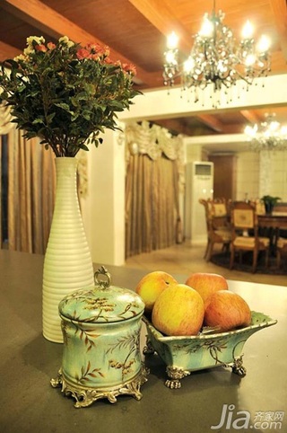欧式风格别墅大气原木色豪华型140平米以上餐厅餐桌图片