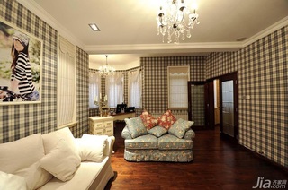 欧式风格别墅可爱白色豪华型140平米以上客厅卧室背景墙灯具图片