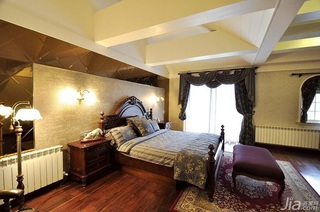 欧式风格别墅大气白色豪华型140平米以上卧室卧室背景墙窗帘图片