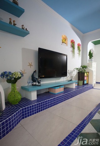 地中海风格一居室简洁白色经济型客厅电视柜图片