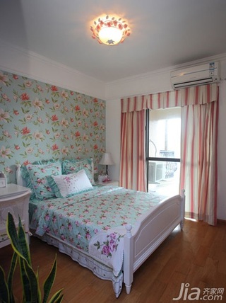 地中海风格一居室简洁白色经济型卧室飘窗灯具图片