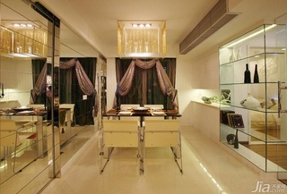 简约风格三居室温馨白色富裕型130平米餐厅飘窗窗帘效果图
