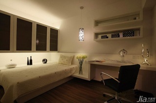 简约风格三居室简洁黑白富裕型130平米卧室床图片