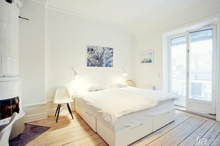 北欧风格公寓简洁白色经济型卧室床图片