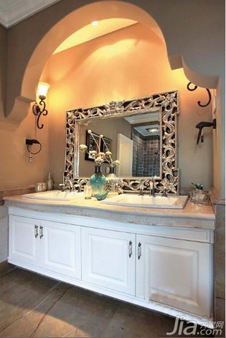 美式乡村风格别墅简洁白色富裕型卫生间洗手台效果图