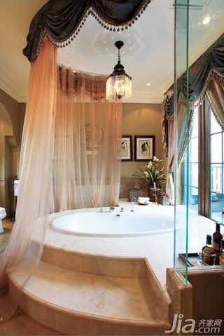 美式乡村风格别墅奢华白色富裕型卫生间地台窗帘图片