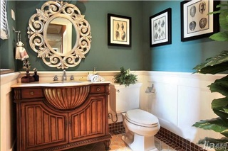 美式乡村风格别墅古典白色富裕型卫生间洗手台图片