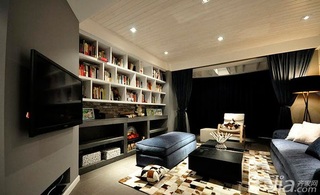 简约风格二居室时尚富裕型100平米客厅书架图片