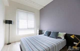 简约风格三居室紫色经济型卧室窗帘图片