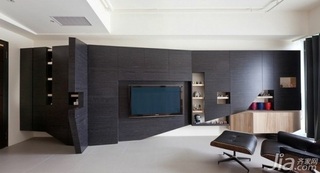 简约风格三居室黑白经济型客厅电视背景墙装修效果图