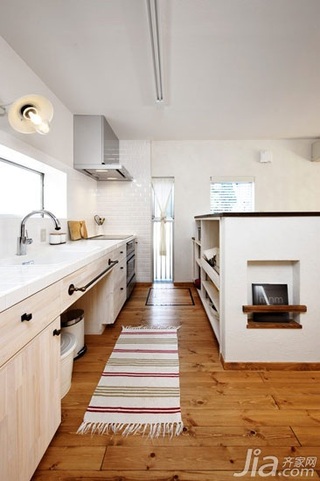 田园风格小户型原木色20万以上40平米厨房橱柜设计图