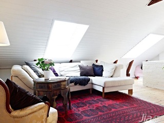 北欧风格三居室简洁白色富裕型客厅沙发图片