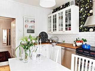 北欧风格三居室时尚白色富裕型厨房橱柜设计