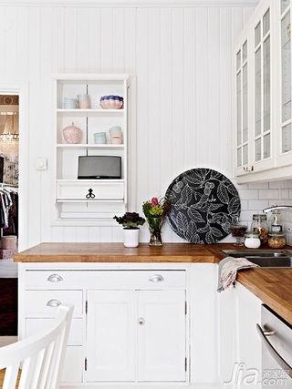 北欧风格三居室时尚白色富裕型厨房橱柜设计图纸
