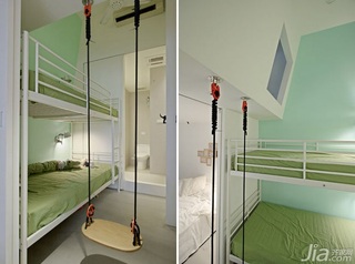 简约风格小户型可爱绿色经济型儿童房床效果图