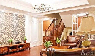 欧式风格复式实用原木色豪华型140平米以上客厅电视柜图片