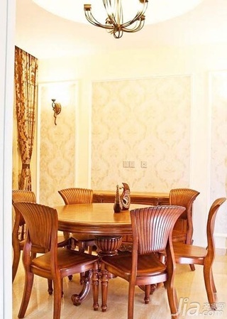 欧式风格复式实用原木色豪华型140平米以上餐厅餐桌图片