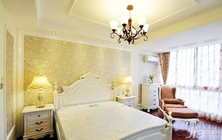 欧式风格复式时尚白色豪华型140平米以上卧室床图片