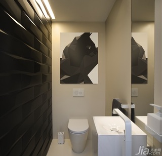 简约风格小户型黑白60平米卫生间浴室柜效果图