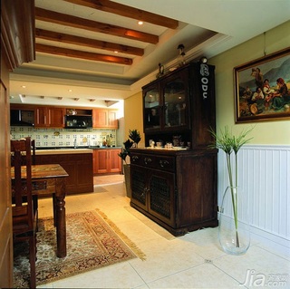 美式乡村风格二居室原木色90平米厨房吊顶橱柜订做