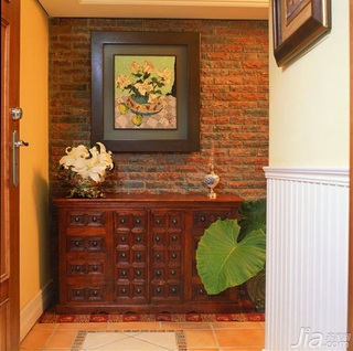 美式乡村风格二居室古典原木色90平米玄关玄关柜图片