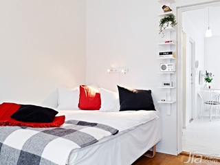 北欧风格小户型白色40平米卧室床图片