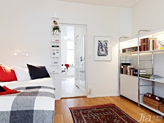 北欧风格小户型40平米卧室书架效果图