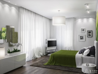 简约风格公寓浪漫绿色140平米以上卧室床图片